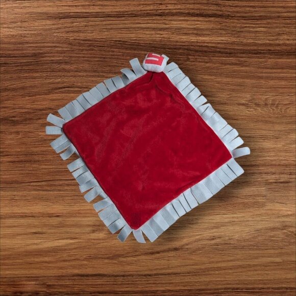 Disney Parks  Babies Red & Gray Plush Baby Lovey Blanket With Fringe Trim 12" - Picture 1 of 8